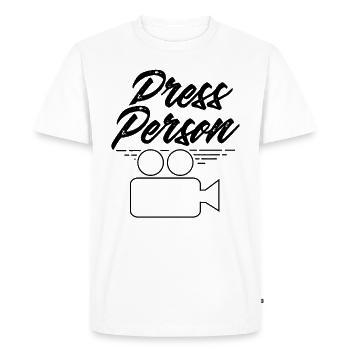 Presse Journaliste journaliste Rapport - T-shirt Premium bio Homme - blanc - Devant - Nico (187cm)