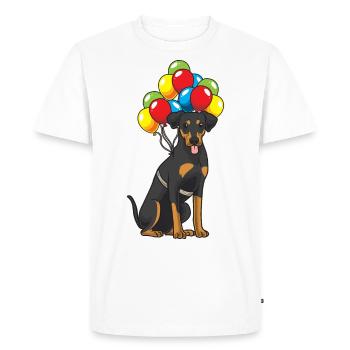 Chien de Pinscher allemand avec ballons - T-shirt Premium bio Homme - blanc - Devant - Nico (187cm)