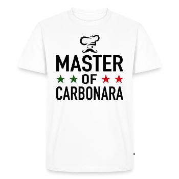 Spaghetti Carbonara Chef Maître De Carbonara - T-shirt Premium bio Homme - blanc - Devant - Nico (187cm)