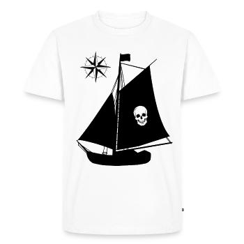 Bateau pirate Skull Compass Windrose Pirates - T-shirt Premium bio Homme - blanc - Devant - Nico (187cm)