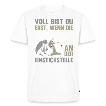 Voll bist du erst wenn die Mücken kotzen - Männer Premium Bio T-Shirt - Weiß - Vorne - Nico (187cm)