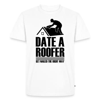 Date Roofer Obtenir Le Vrai Clou - T-shirt Premium bio Homme - blanc - Devant - Nico (187cm)