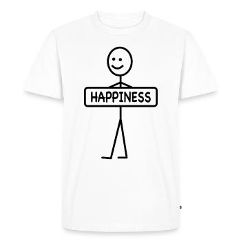 HAPPINESS Personnages en bâtons Heureux Heureux - T-shirt Premium bio Homme - blanc - Devant - Nico (187cm)