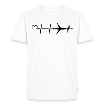 Airplane heartbeat heart passenger plane pilot - Men's Premium Organic T-Shirt - white - Front - Nico (187cm)