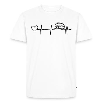 Camping Coeur Battement de coeur caravane EKG - T-shirt Premium bio Homme - blanc - Devant - Nico (187cm)