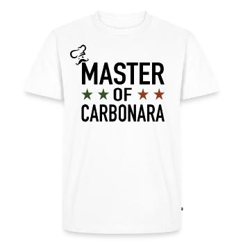 Master of Carbonara Spaghetti Carbonara Italy - Männer Premium Bio T-Shirt - Weiß - Vorne - Nico (187cm)