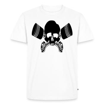 Moto piston tête de mort - motocyclistes - T-shirt Premium bio Homme - blanc - Devant - Nico (187cm)