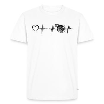 Auto Turbo Battement coeur de boosting boost Racing - T-shirt Premium bio Homme - blanc - Devant - Nico (187cm)