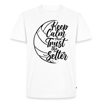 Reste calme Et Confiance Le Setter Volleyball - T-shirt Premium bio Homme - blanc - Devant - Nico (187cm)