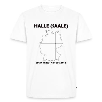Halle Saale Map - Men's Premium Organic T-Shirt - white - Front - Nico (187cm)