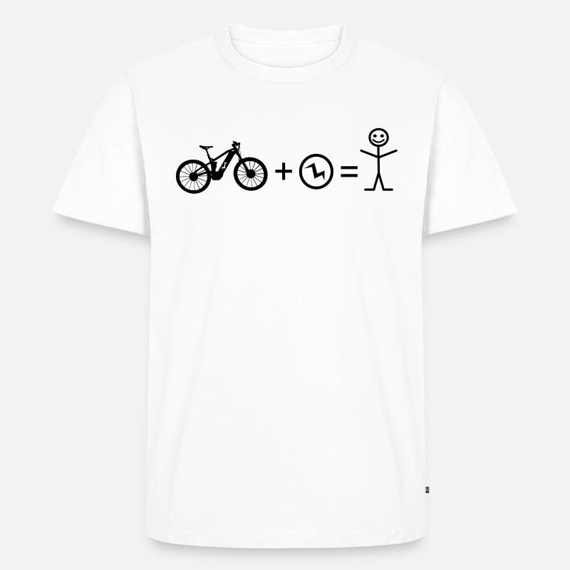 Fahrrad E-Bike Strichmännchen E-MTB Radfahrer - Männer Premium Bio T-Shirt - Weiß