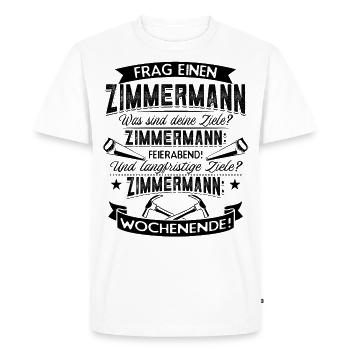 Zimmermann - Männer Premium Bio T-Shirt - Weiß - Vorne - Nico (187cm)
