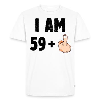 I am 59 plus one - T-shirt Premium bio Homme - blanc - Devant - Nico (187cm)