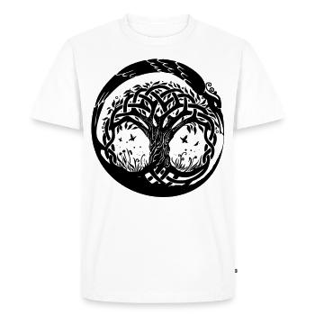 Celtic Ireland Viking Celtic Knot Pattern Tree - Men's Premium Organic T-Shirt - white - Front - Nico (187cm)