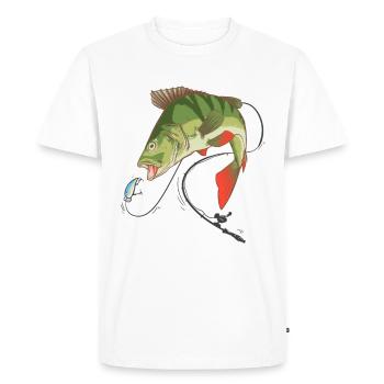 Perch pêcheur perch avec Wobbler - T-shirt Premium bio Homme - blanc - Devant - Nico (187cm)