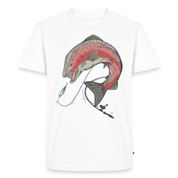Truite de truite de mer Saumon - T-shirt Premium bio Homme - blanc - Devant - Nico (187cm)