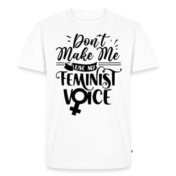 Voix féministe Féministe Féministe - T-shirt Premium bio Homme - blanc - Devant - Nico (187cm)