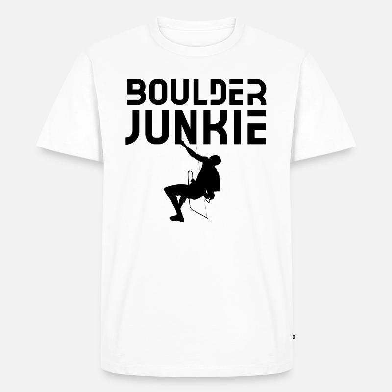Boulder Junkie Bouldern Bouldererin Boulderer - T-shirt Premium bio Homme - blanc