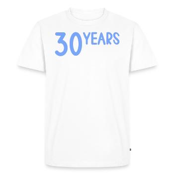 30 ans de gravité, ça descend 30 ans 30 ans. - T-shirt Premium bio Homme - blanc - Devant - Nico (187cm)