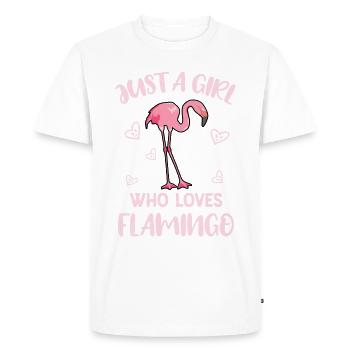 Juste une fille qui aime le design des flamants roses - T-shirt Premium bio Homme - blanc - Devant - Nico (187cm)