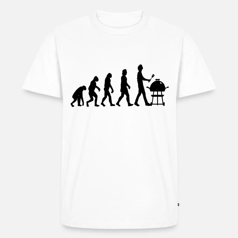Grillen Evolution - Männer Premium Bio T-Shirt - Weiß