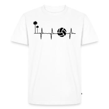 Beach Volley-ball battement de cœur - Volley-ball Heartbeat - T-shirt Premium bio Homme - blanc - Devant - Nico (187cm)