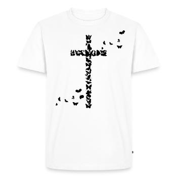 Jésus Chrétiens Chrétiens Chrétiens Papillons Croix - T-shirt Premium bio Homme - blanc - Devant - Nico (187cm)