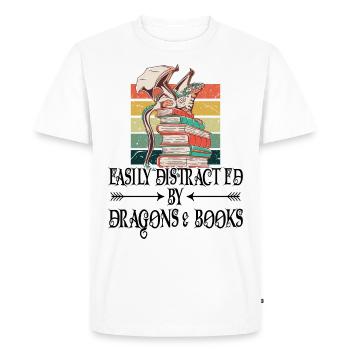 Dragons Livres Dragons Lecture - T-shirt Premium bio Homme - blanc - Devant - Nico (187cm)
