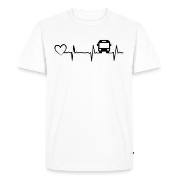 Cardio cardio- Chauffeur de bus Heartbeat - T-shirt Premium bio Homme - blanc - Devant - Nico (187cm)