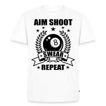 Aim Shoot Swear Repeat - Funny Billard Billard 8-Ball - T-shirt Premium bio Homme - blanc - Devant - Nico (187cm)