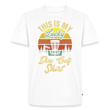 Disc Golf Frisbee Golf Ultimate Frisbee Retro Disc - Men's Premium Organic T-Shirt - white - Front - Nico (187cm)