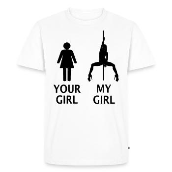Pole dance Your Girl My Girl Poledance Danse de bâton - T-shirt Premium bio Homme - blanc - Devant - Nico (187cm)