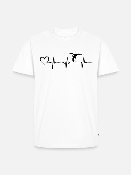 Pole Dance Heartbeat Heart Pole Dancing Sylwetka - Ekologiczna koszulka męska Premium - biały