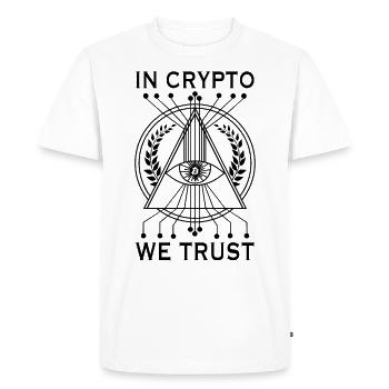 Crypto We Trust Bitcoin cryptomonnaie - T-shirt Premium bio Homme - blanc - Devant - Nico (187cm)