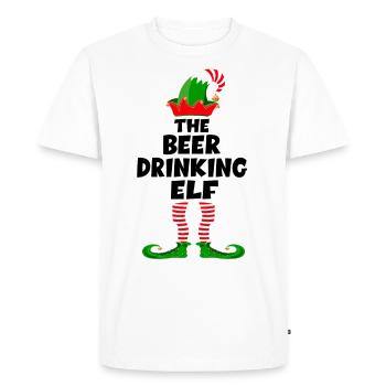 The Beer drinking Elf Beer Elf - Christmas Elf - Men's Premium Organic T-Shirt - white - Front - Nico (187cm)