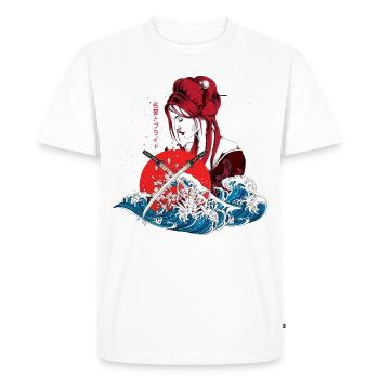 Wave Kanagawa Japan - Japanese Geisha, Samurai - Men's Premium Organic T-Shirt - white - Front - Nico (187cm)