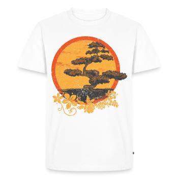 Conception de bonsaï de fleur avec soleil - T-shirt Premium bio Homme - blanc - Devant - Nico (187cm)