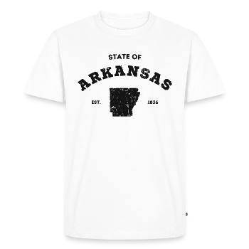 État de l’Arkansas USA College Vintage - T-shirt Premium bio Homme - blanc - Devant - Nico (187cm)
