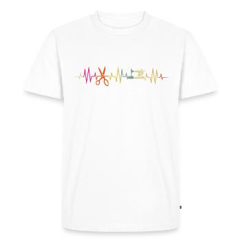Heartbeat for sewing – Colourful line - Men's Premium Organic T-Shirt - white - Front - Nico (187cm)