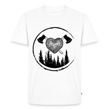 Chainsaw Axe Forester Lumberjack Saw Chain - Men's Premium Organic T-Shirt - white - Front - Nico (187cm)