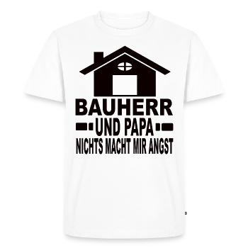 Bâtisseur et papa Rien ne me fait peur - T-shirt Premium bio Homme - blanc - Devant - Nico (187cm)