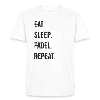 Padel Tennis - manger du padel de sommeil répéter - T-shirt Premium bio Homme - blanc - Devant - Nico (187cm)