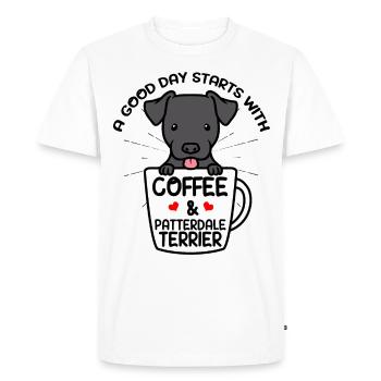 Patterdale Terrier Chien Fourrure Terrier Café - T-shirt Premium bio Homme - blanc - Devant - Nico (187cm)