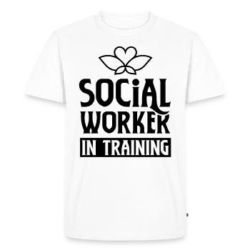 Travailleur social en formation Travailleur social Beru - T-shirt Premium bio Homme - blanc - Devant - Nico (187cm)