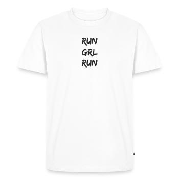 Running - run grl run - Men's Premium Organic T-Shirt - white - Front - Nico (187cm)