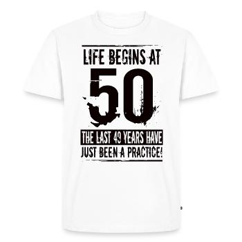 50e anniversaire - T-shirt Premium bio Homme - blanc - Devant - Nico (187cm)