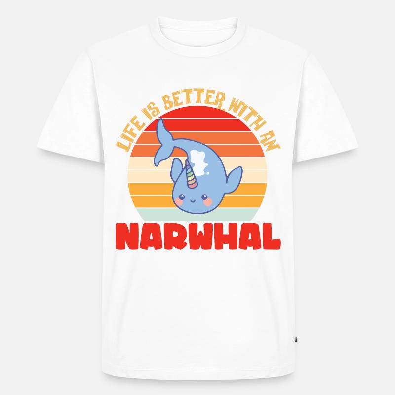 Narwal Einhorn Wal Geschenk - Männer Premium Bio T-Shirt - Weiß