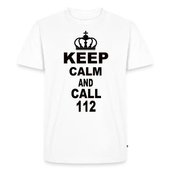 Restez calme et appelez le 112 - T-shirt Premium bio Homme - blanc - Devant - Nico (187cm)