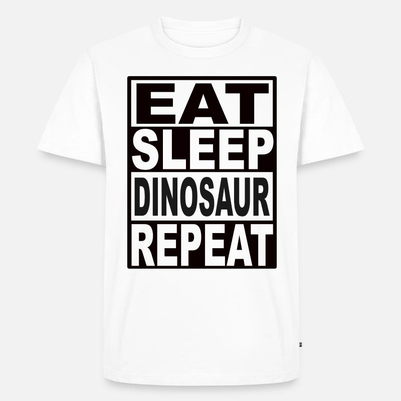 Eat Sleep Dinosaur Repeat - Männer Premium Bio T-Shirt - Weiß