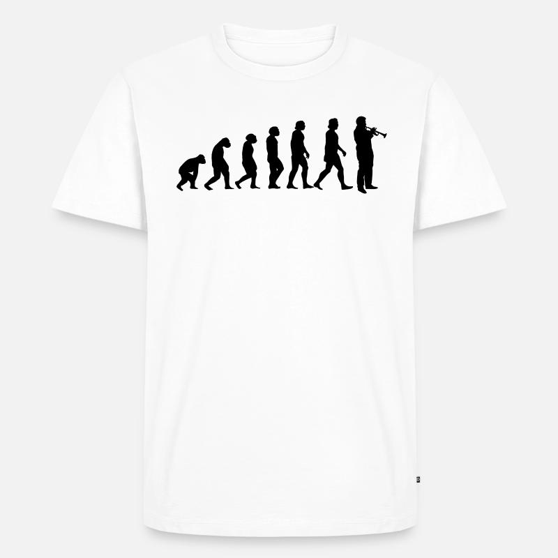 Trompete Trompetenspieler Evolution - Männer Premium Bio T-Shirt - Weiß